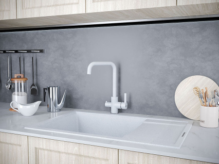 Смеситель для кухни Paulmark LOGAS Lo213021-310 на мойку серый